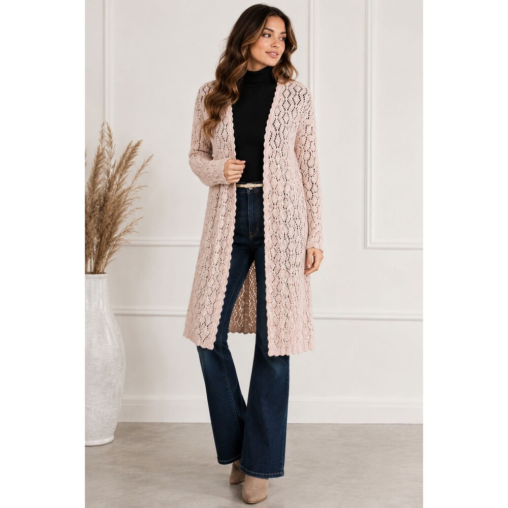 Maurices Open Duster Cardigan Womens One Size Pink Boho Cottagecore Beachy Knit